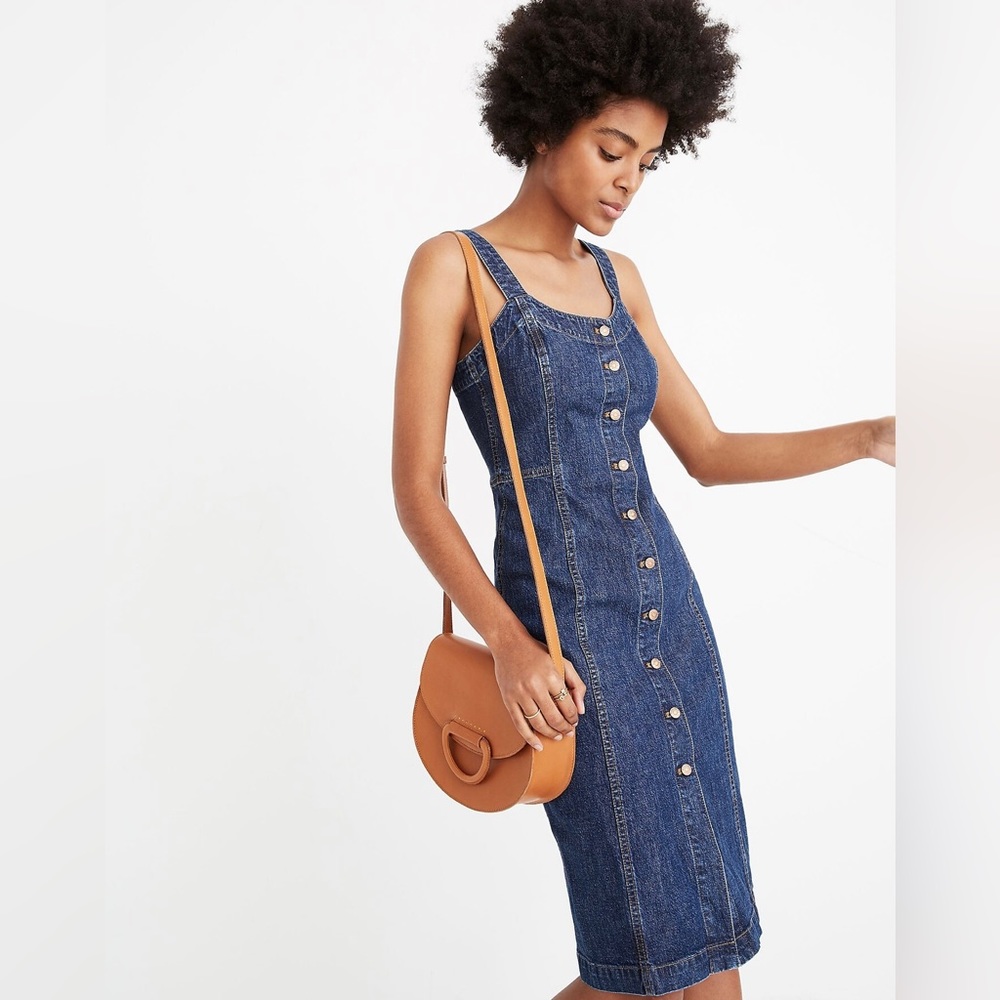 NWOT Madewell Denim Button-Front Tank Dress